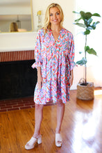 Load image into Gallery viewer, Love Found Blue &amp; Lavender Ikat Print V Neck Dress
