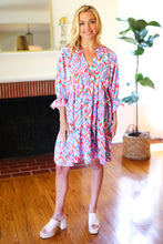 Load image into Gallery viewer, Love Found Blue &amp; Lavender Ikat Print V Neck Dress
