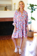 Load image into Gallery viewer, Love Found Blue &amp; Lavender Ikat Print V Neck Dress
