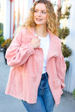 Load image into Gallery viewer, Own It Cinched Waist Zip Up Fleece Jacket in Blush
