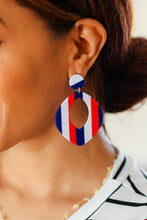 Load image into Gallery viewer, Americana Oval Cut-Out Resin Dangle Earrings
