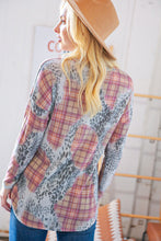 Load image into Gallery viewer, Taupe Leopard Plaid Rib Knit Round Neck Pullover
