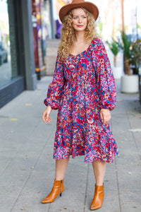 Take The Leap Floral Print Midi Dress
