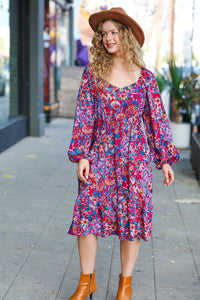 Take The Leap Floral Print Midi Dress