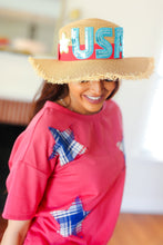 Load image into Gallery viewer, USA Sequin Frayed Edge Straw Hat
