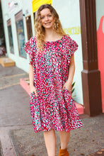 Load image into Gallery viewer, Fuchsia &amp; Teal Abstract Dot Yoke Woven Dress
