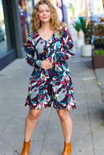 Load image into Gallery viewer, Bedazzle In Navy &amp; Plum Abstract Print Side Pocket Dress
