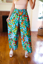 Load image into Gallery viewer, Summer Vibes Green &amp; Orange Abstract Print Smocked Palazzo Pants
