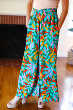 Load image into Gallery viewer, Summer Vibes Green &amp; Orange Abstract Print Smocked Palazzo Pants
