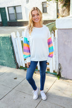 Load image into Gallery viewer, Stand Out Cream Stripe Drop Shoulder Hacci Knit Pullover
