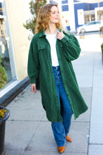 Load image into Gallery viewer, On Your Terms Fleece Button Down Duster Jacket in Forest Green
