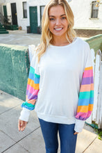 Load image into Gallery viewer, Stand Out Cream Stripe Drop Shoulder Hacci Knit Pullover
