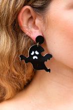 Load image into Gallery viewer, Halloween Black Ghost Acrylic Dangle Earrings
