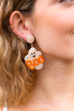 Load image into Gallery viewer, Ghostly Ghoul &quot;Boo&quot; Beaded Dangle Earrings
