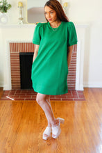 Load image into Gallery viewer, Boldy You Kelly Green Textured Puff Sleeve Dress
