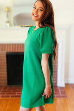 Load image into Gallery viewer, Boldy You Kelly Green Textured Puff Sleeve Dress
