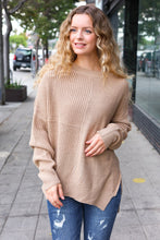 Load image into Gallery viewer, Autumn Vibes Asymmetrical Knit Sweater in Taupe
