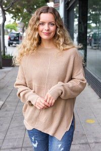 Autumn Vibes Asymmetrical Knit Sweater in Taupe