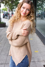 Load image into Gallery viewer, Autumn Vibes Asymmetrical Knit Sweater in Taupe
