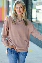 Load image into Gallery viewer, Cozy Up Mineral Wash Rib Knit Hoodie in Latte
