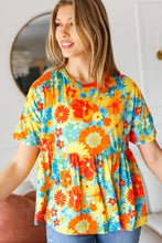 Load image into Gallery viewer, Sunflower&amp; Red Retro Floral Swing Babydoll Top
