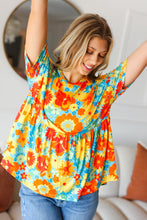 Load image into Gallery viewer, Sunflower&amp; Red Retro Floral Swing Babydoll Top
