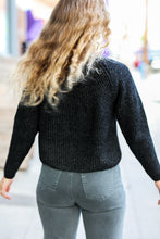 Load image into Gallery viewer, Cozy For Keeps Mélange Round Neck Knit Sweater in Black
