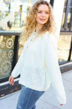 Load image into Gallery viewer, Better Than Ever Loose Knit Henley Button Sweater in Ivory
