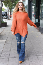 Load image into Gallery viewer, Autumn Vibes Asymmetrical Knit Sweater in Pumpkin
