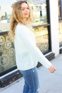 Better Than Ever Loose Knit Henley Button Sweater in Ivory