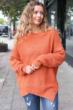 Load image into Gallery viewer, Autumn Vibes Asymmetrical Knit Sweater in Pumpkin
