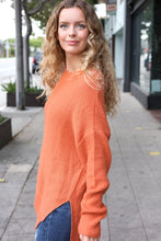 Load image into Gallery viewer, Autumn Vibes Asymmetrical Knit Sweater in Pumpkin
