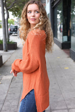 Load image into Gallery viewer, Autumn Vibes Asymmetrical Knit Sweater in Pumpkin
