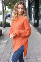 Load image into Gallery viewer, Autumn Vibes Asymmetrical Knit Sweater in Pumpkin
