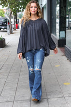 Load image into Gallery viewer, Casual Chic V Neck Yoke Modal Knit Top in Charcoal
