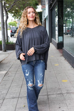 Load image into Gallery viewer, Casual Chic V Neck Yoke Modal Knit Top in Charcoal
