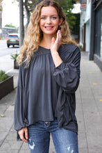 Load image into Gallery viewer, Casual Chic V Neck Yoke Modal Knit Top in Charcoal
