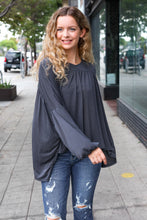 Load image into Gallery viewer, Casual Chic V Neck Yoke Modal Knit Top in Charcoal
