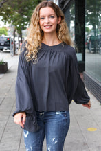 Load image into Gallery viewer, Casual Chic V Neck Yoke Modal Knit Top in Charcoal
