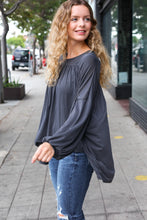 Load image into Gallery viewer, Casual Chic V Neck Yoke Modal Knit Top in Charcoal
