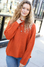 Load image into Gallery viewer, Better Than Ever Loose Knit Henley Button Sweater in Rust
