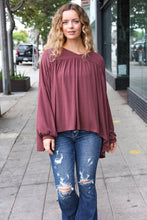 Load image into Gallery viewer, Casual Chic V Neck Yoke Modal Knit Oversized Top in Wine
