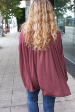 Load image into Gallery viewer, Casual Chic V Neck Yoke Modal Knit Oversized Top in Wine
