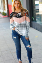 Load image into Gallery viewer, Rocking It Chevron Floral Two-Tone Stripe Top
