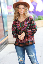 Load image into Gallery viewer, Take The Leap Border Print Boho Tie Top
