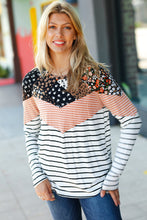 Load image into Gallery viewer, Rocking It Chevron Floral Two-Tone Stripe Top
