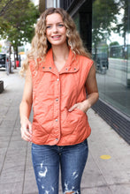 Load image into Gallery viewer, Weekend Ready Rust High Neck Snap Button Quilted Puffer Vest
