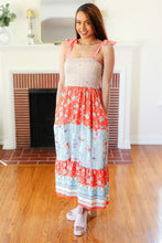 Load image into Gallery viewer, Vacay Vibes Floral Smocked Tube Top Tiered Maxi Dress in Taupe
