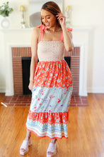 Load image into Gallery viewer, Vacay Vibes Floral Smocked Tube Top Tiered Maxi Dress in Taupe
