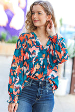 Load image into Gallery viewer, All I Ask Floral Abstract Print V Neck Smocked Top
